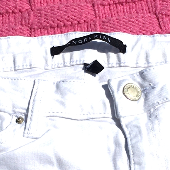 Angel Kiss Skinny Mid Rise White Rose Jeans Sz 11 - Picture 10 of 15